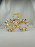 Pack Of 3 Multi Design Golden Pearl & Iridescent Crystal Bow Hair Clip
