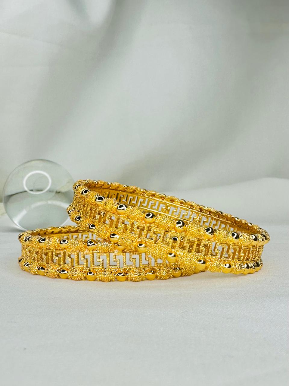 Golden Greek Pattern Designer Bangles Set