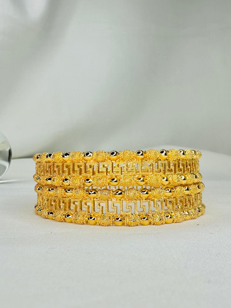Golden Greek Pattern Designer Bangles Set