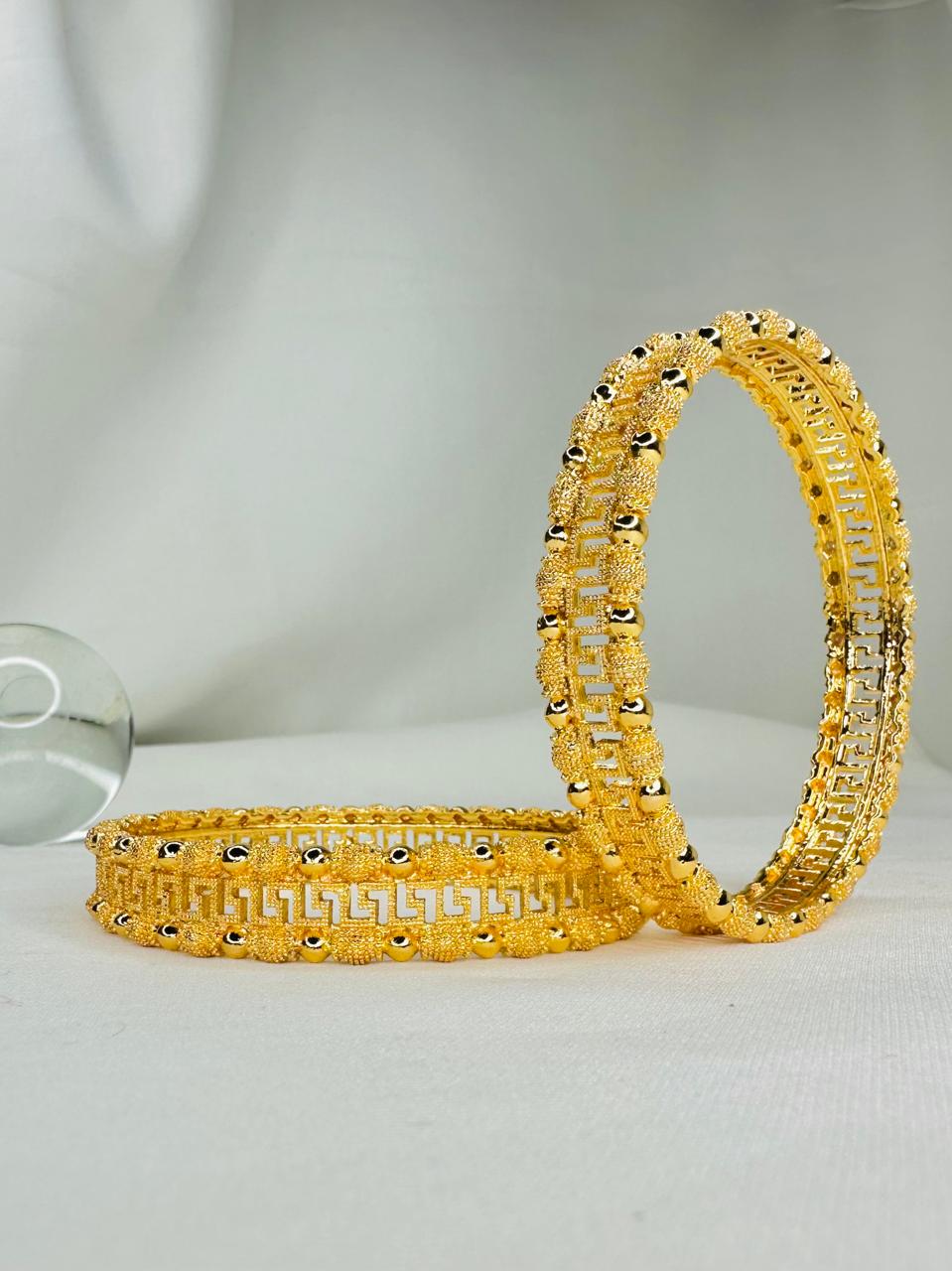 Golden Greek Pattern Designer Bangles Set