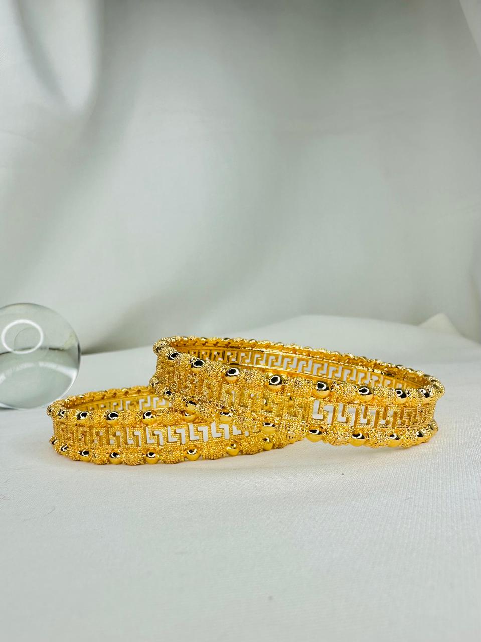Golden Greek Pattern Designer Bangles Set