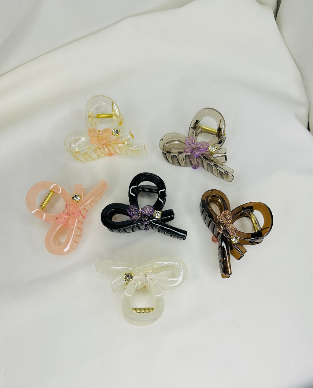 Elegant Bow Flower Hair Claw Clip