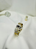 Luxury Stainless Steel Honeycomb Crystal Gold Bangle for Women