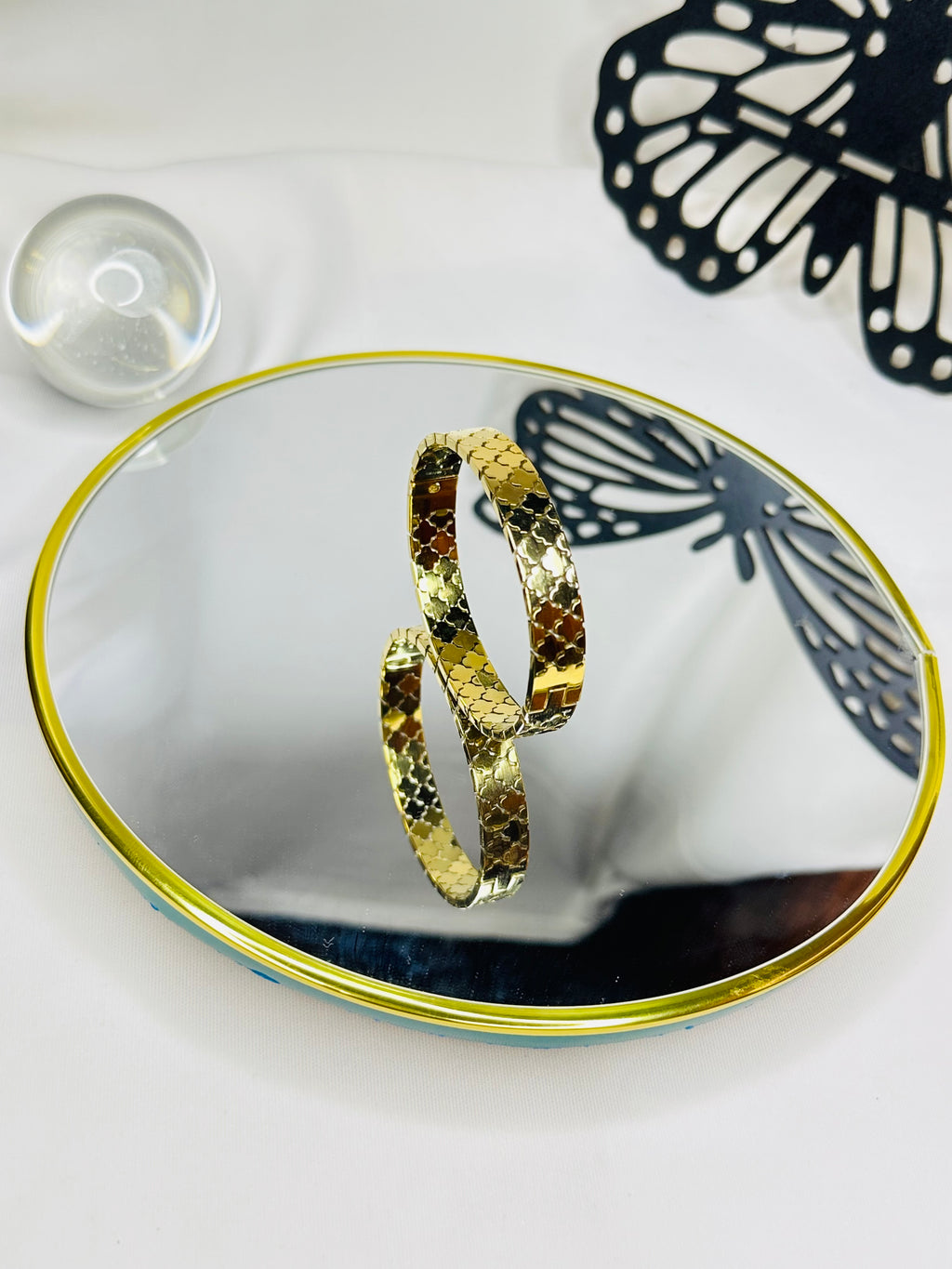 Classic Gold Texture Stainless Steel Bangle for Women | Minimalist Designer Bracelet