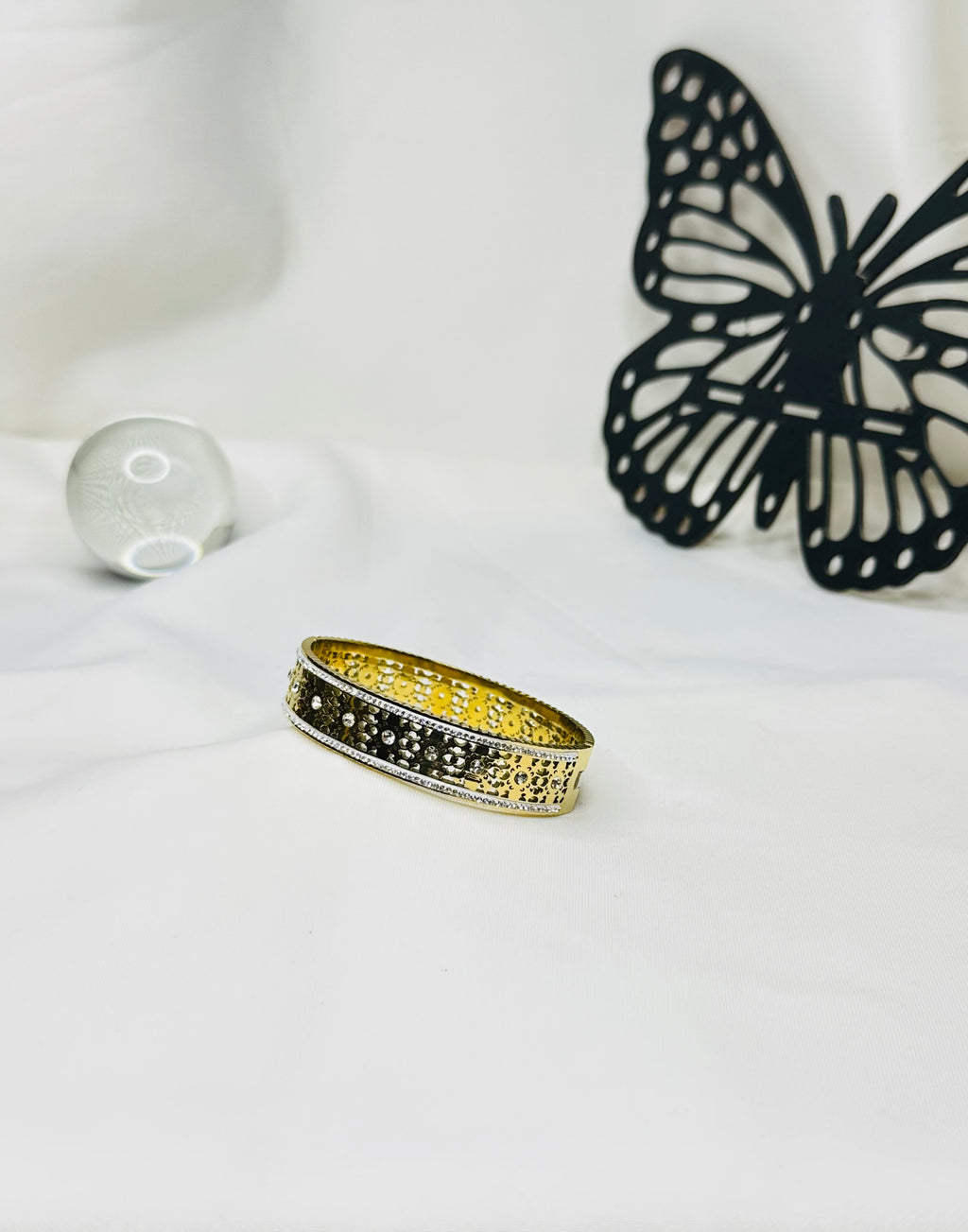 Royal Spark Gold Plated Stainless Steel Bangle for Women | Crystal Designer Bracelet