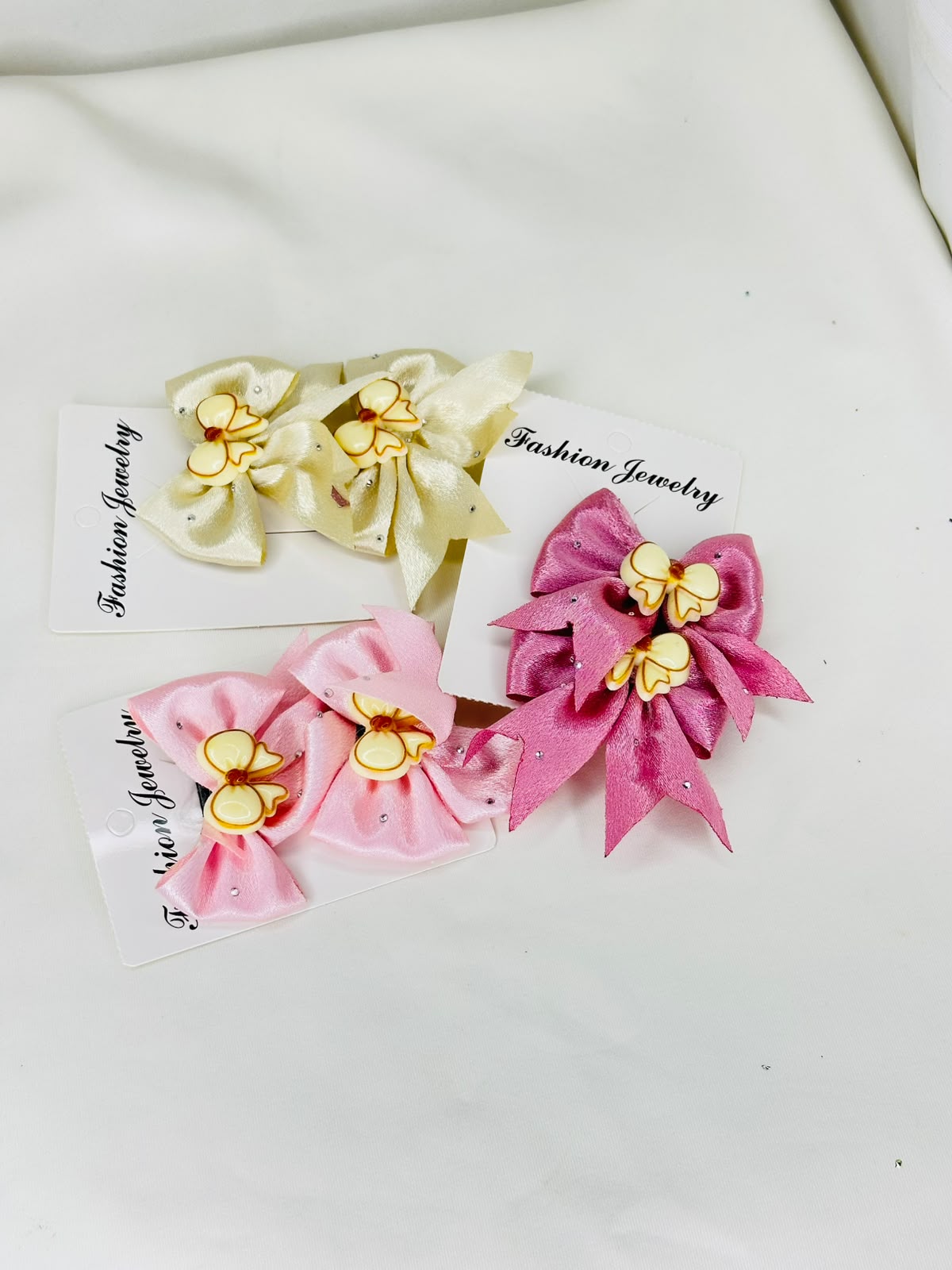 Elegant Satin Butterfly Bow Hair Clips – Floral Rhinestone Hair Accessories