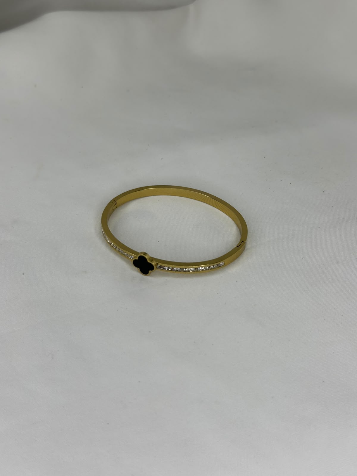 Golden Clover Crystal Accent Bangle