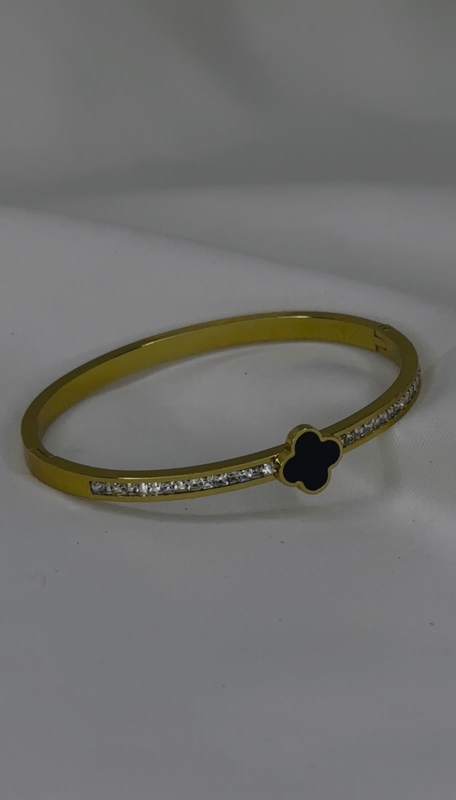 Golden Clover Crystal Accent Bangle