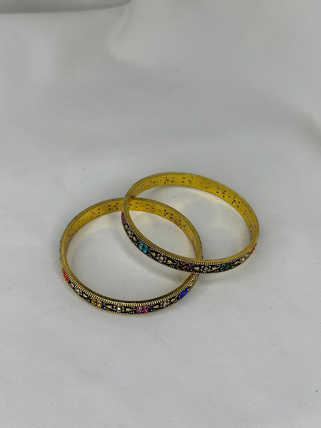 Elegant Multicolor Stone Work Gold Finish Bangles
