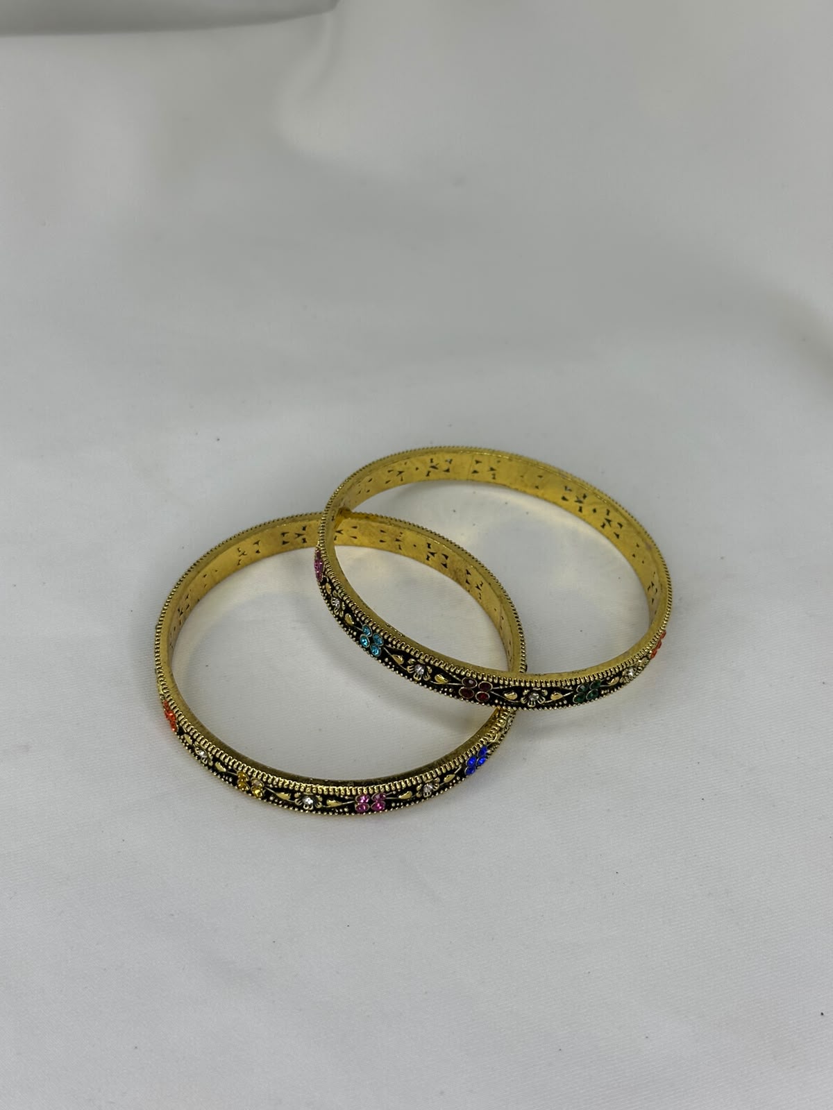 Elegant Multicolor Stone Work Gold Finish Bangles