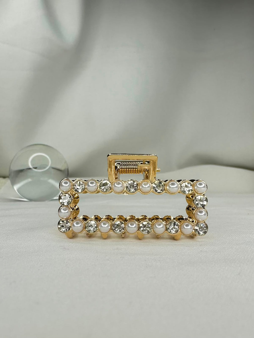 Pack Of 3 Multi Design Golden Pearl & Iridescent Crystal Bow Hair Clip