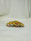 Traditional Gold-Tone Multicolor Stone Bangles Set – 6-Piece Ethnic Bracelet Set for Women