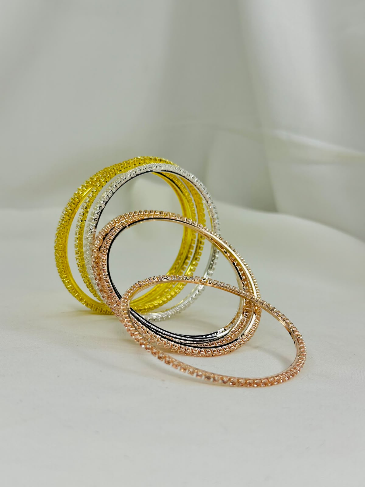 Tricolor Sparkle Bangle Set