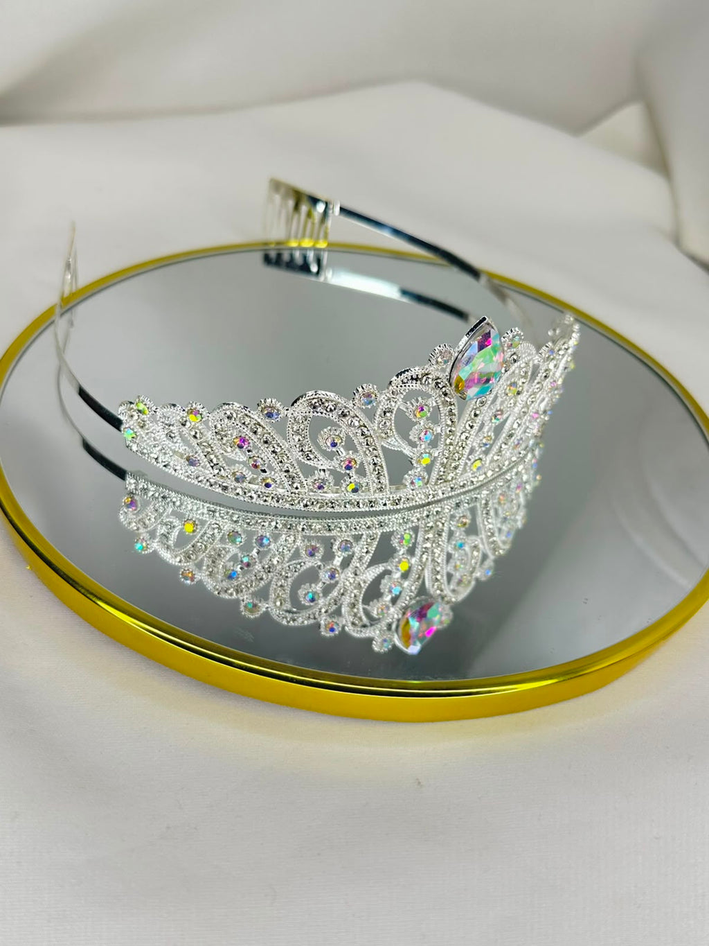 Royal Crystal Queen Tiara – Gold & Silver Rhinestone Crown