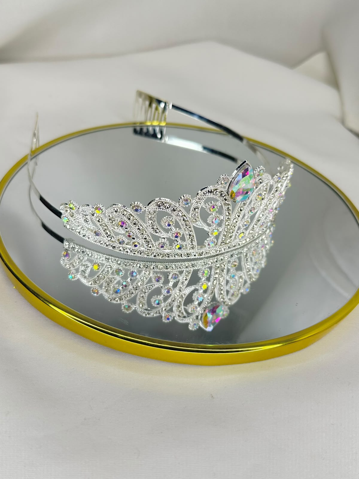 Royal Crystal Queen Tiara – Gold & Silver Rhinestone Crown