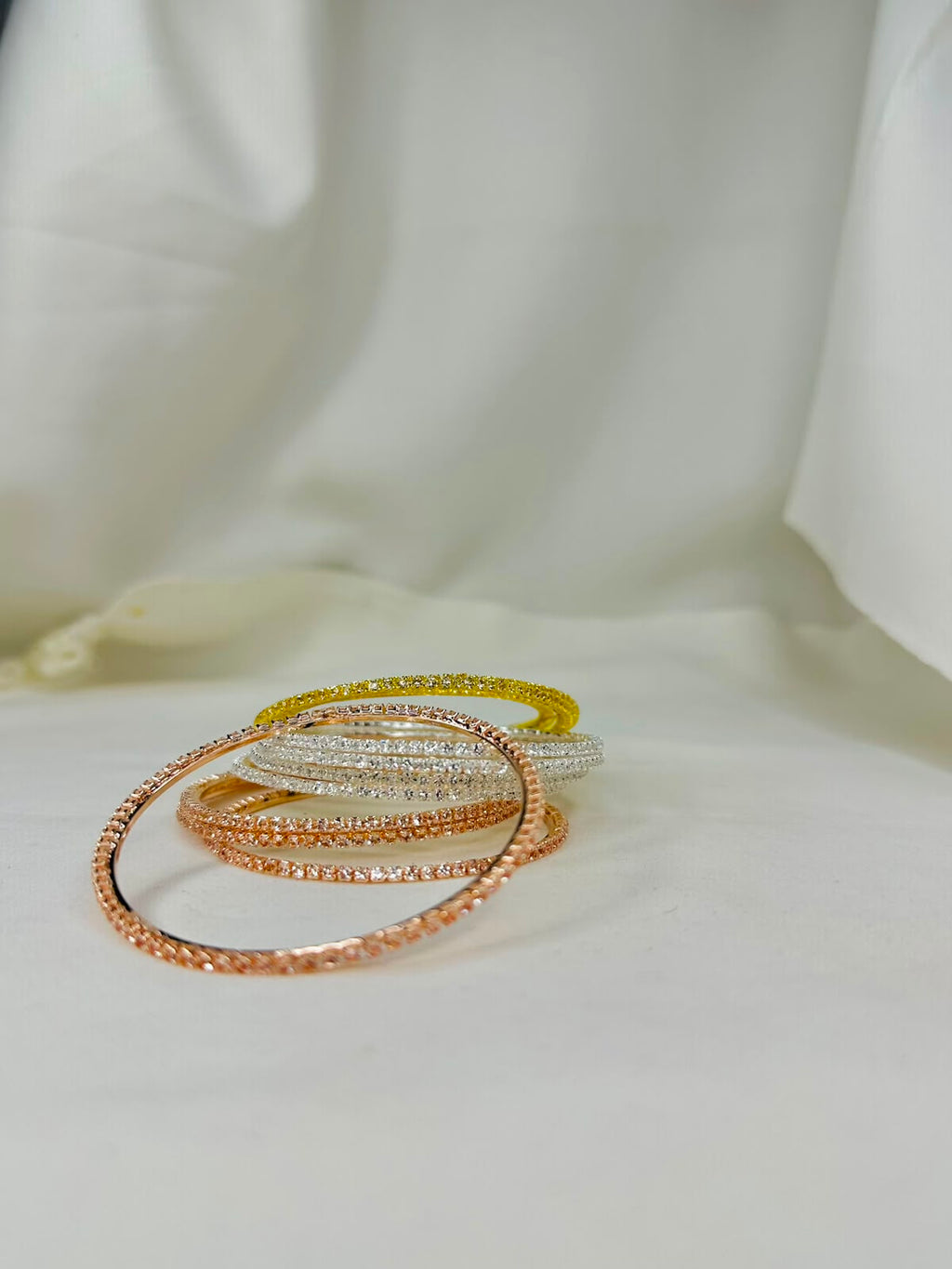 Tricolor Sparkle Bangle Set