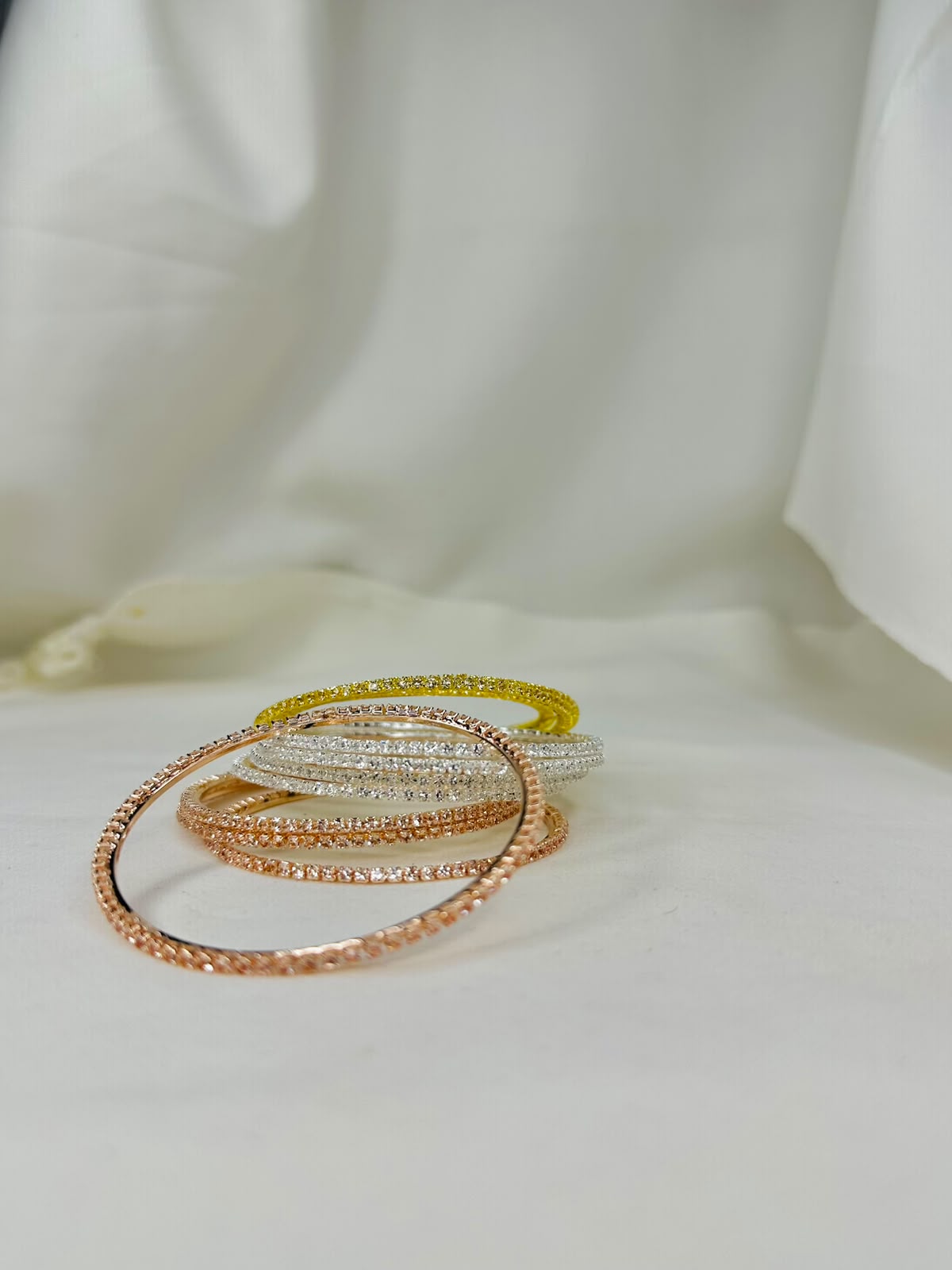 Tricolor Sparkle Bangle Set