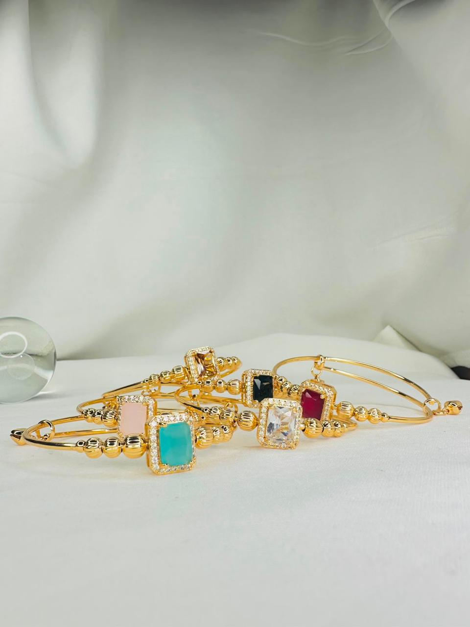 Golden Square Gemstone Bangles
