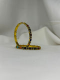 Multicolor Resin Inlaid Antique Gold Bangles or Navratna Style Square Stone Bangles