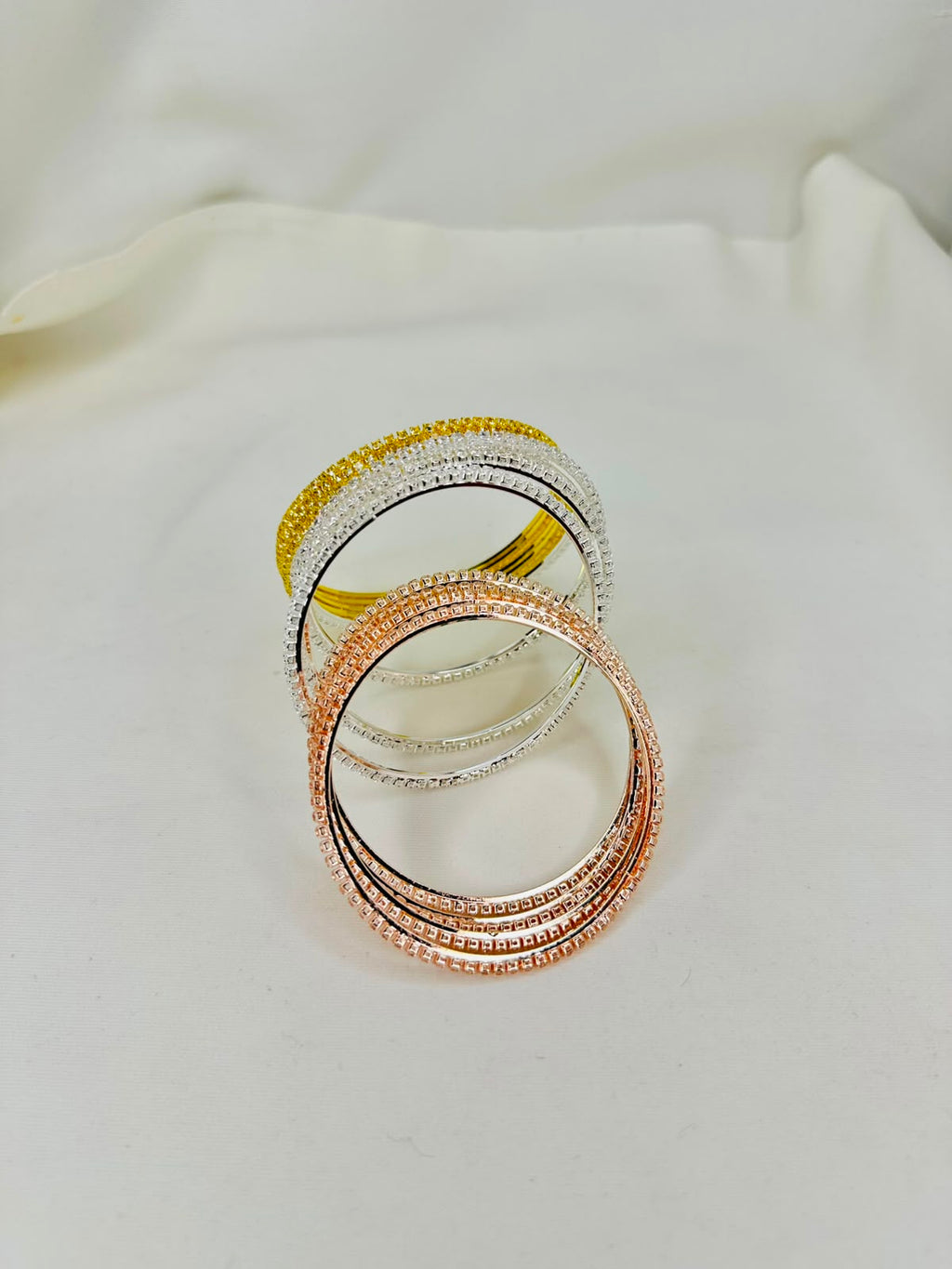 Tricolor Sparkle Bangle Set