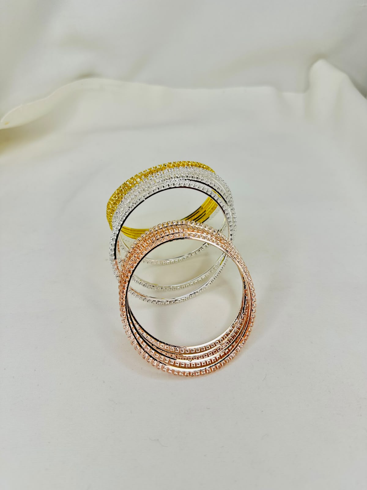 Tricolor Sparkle Bangle Set