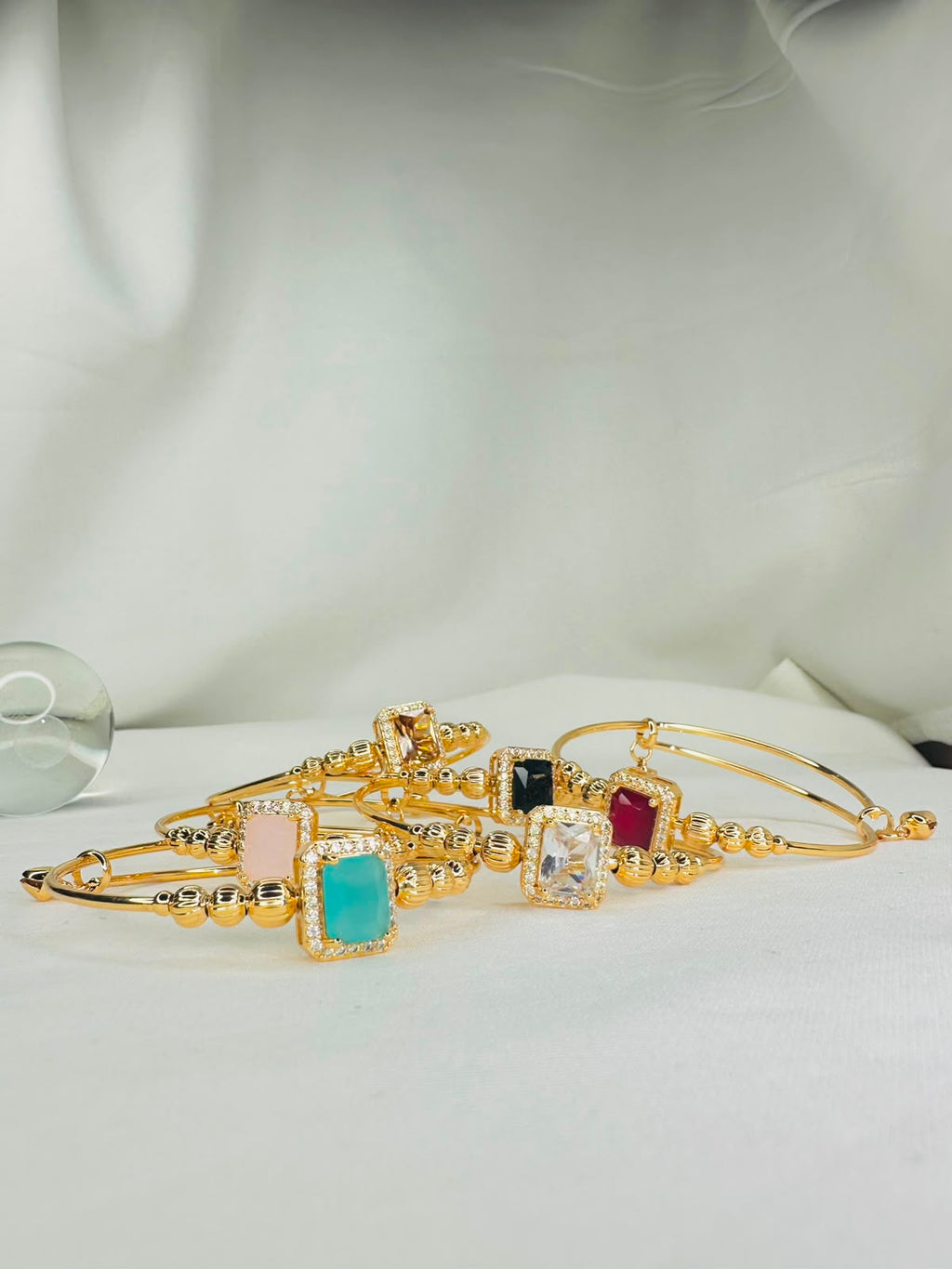 Golden Square Gemstone Bangles
